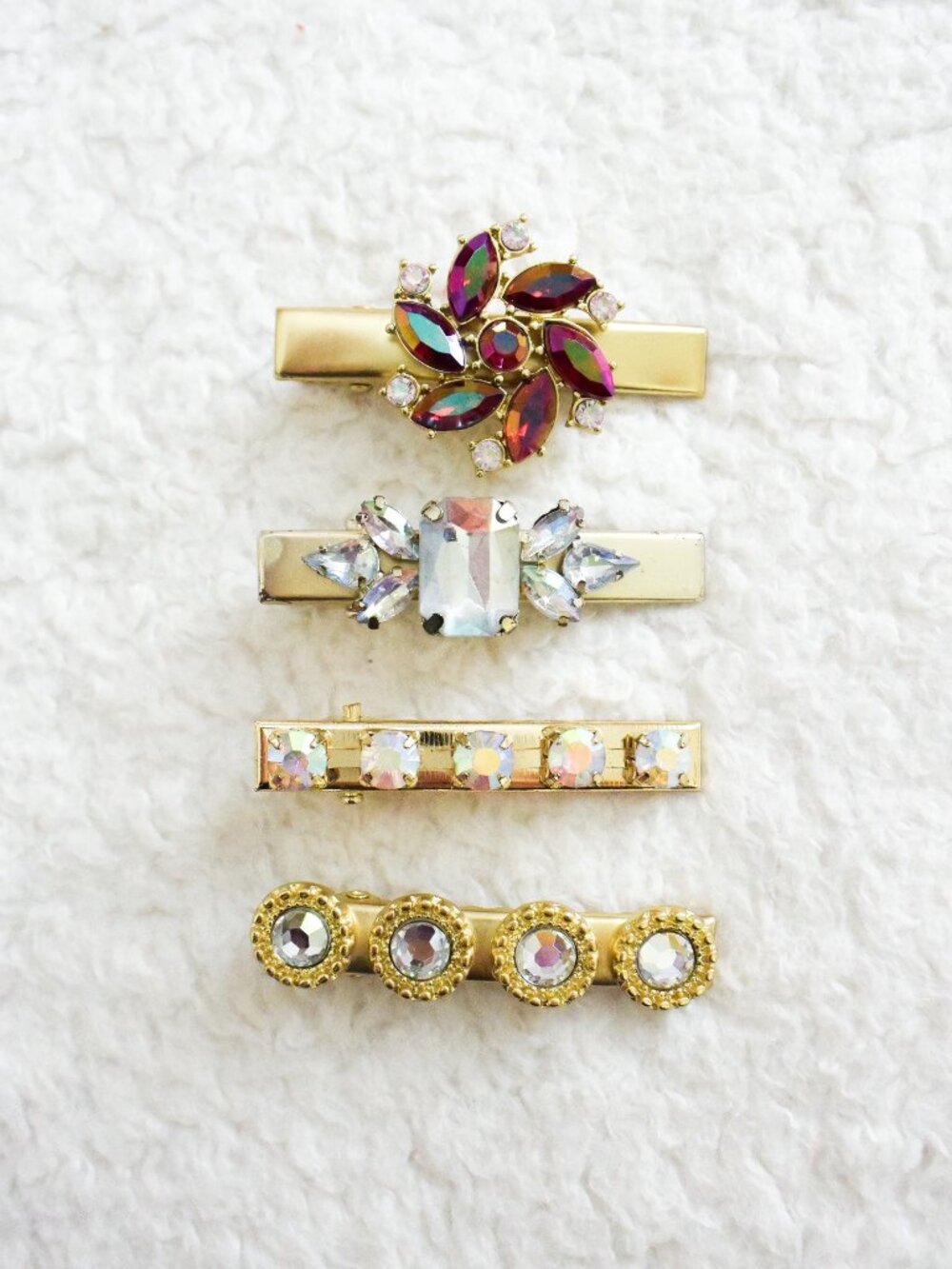 *JOYFOLIE*  Rhinestone Gem Gold Hair-Clips - NEW! - FAST SHIP!
